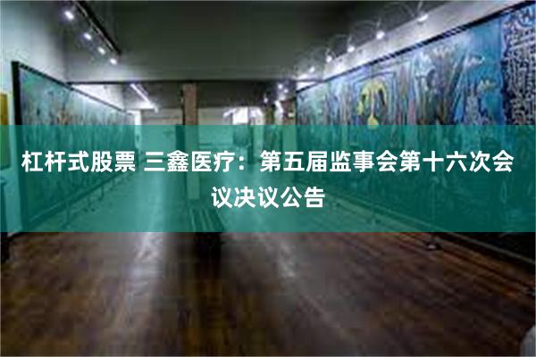 杠杆式股票 三鑫医疗：第五届监事会第十六次会议决议公告