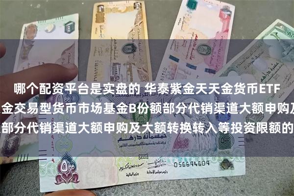 哪个配资平台是实盘的 华泰紫金天天金货币ETF: 关于调整华泰紫金天天金交易型货币市场基金B份额部分代销渠道大额申购及大额转换转入等投资限额的公告